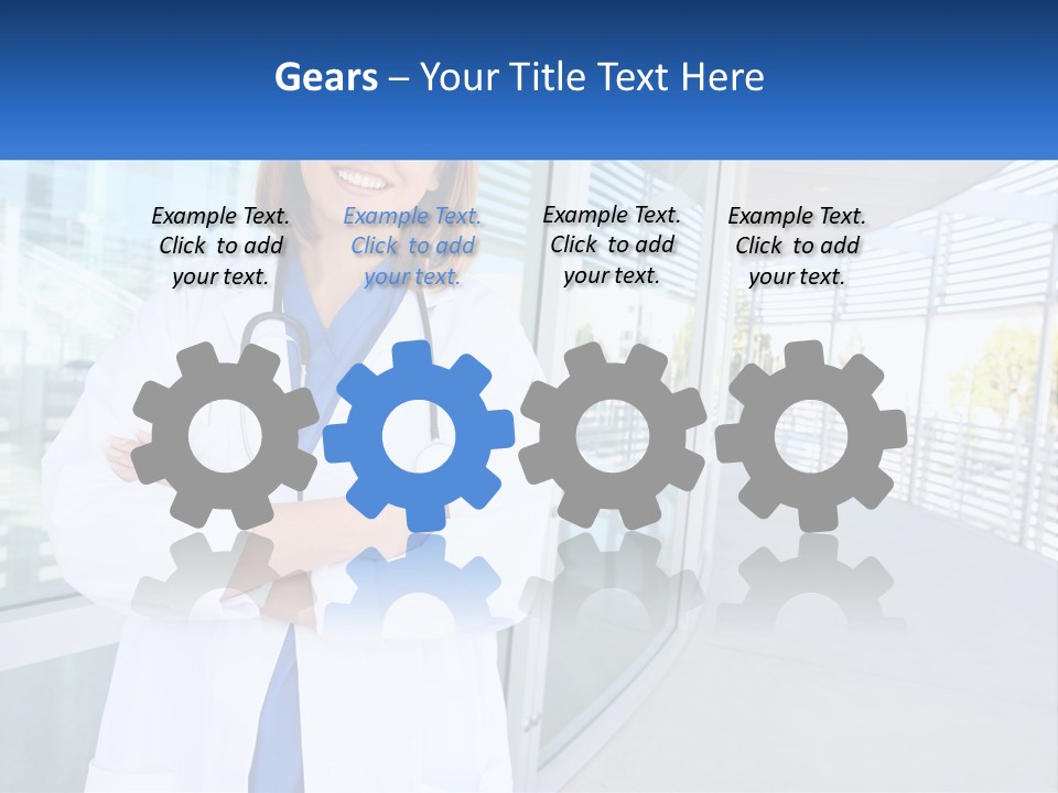 A Woman Doctor Standing In Front Of A Building PowerPoint Template