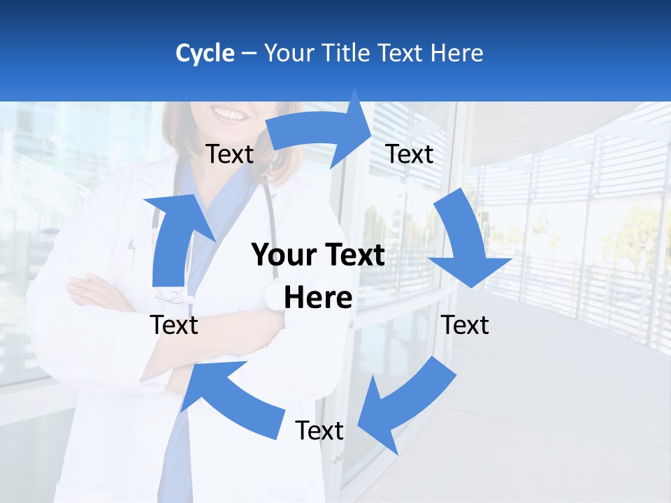A Woman Doctor Standing In Front Of A Building PowerPoint Template