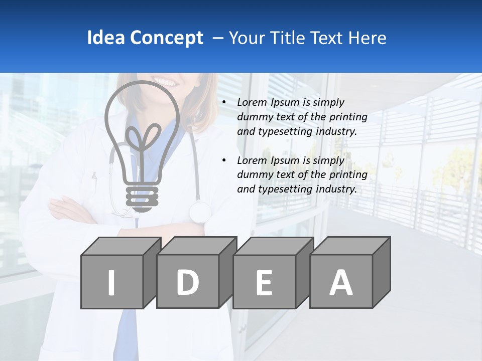 A Woman Doctor Standing In Front Of A Building PowerPoint Template