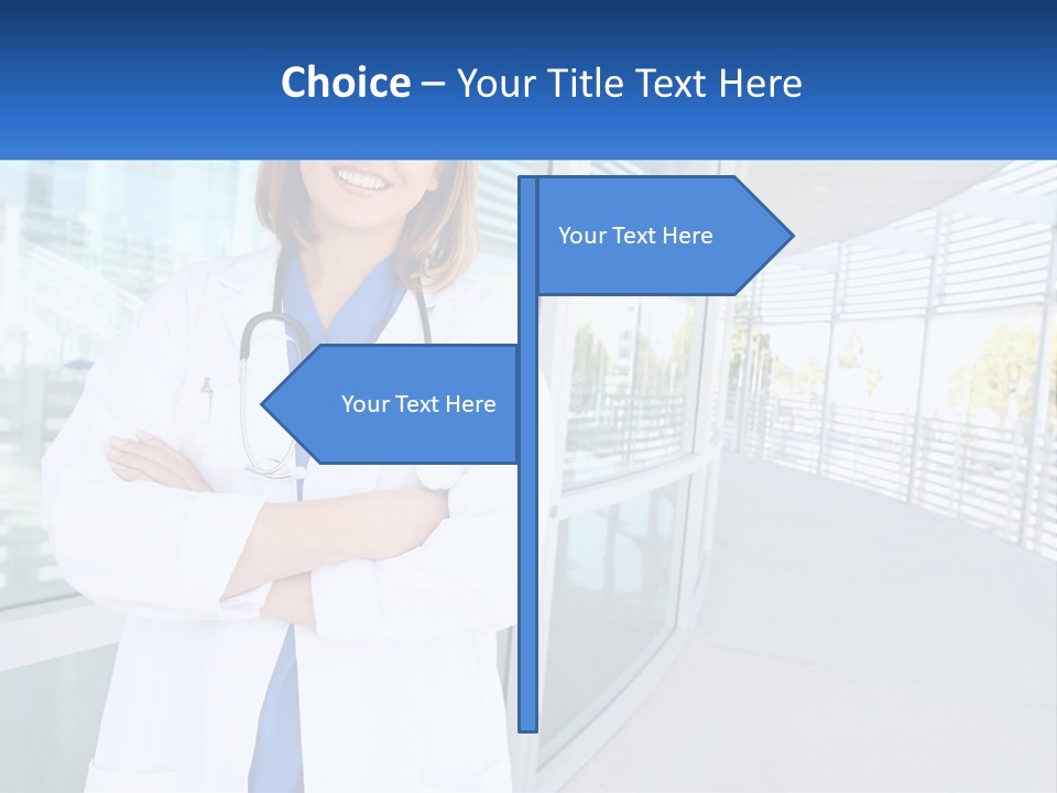 A Woman Doctor Standing In Front Of A Building PowerPoint Template