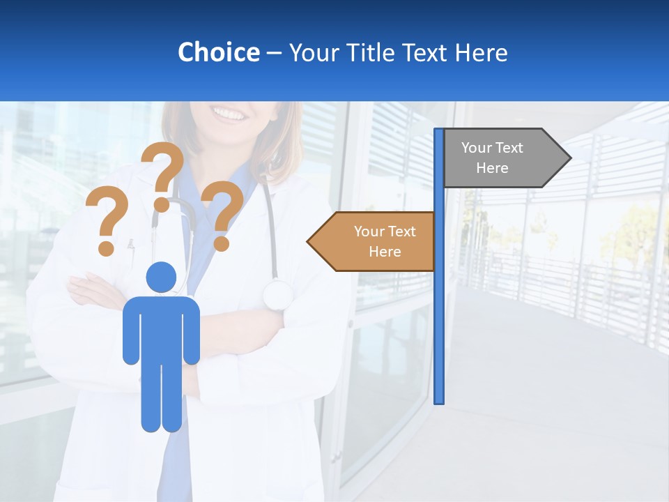 A Woman Doctor Standing In Front Of A Building PowerPoint Template