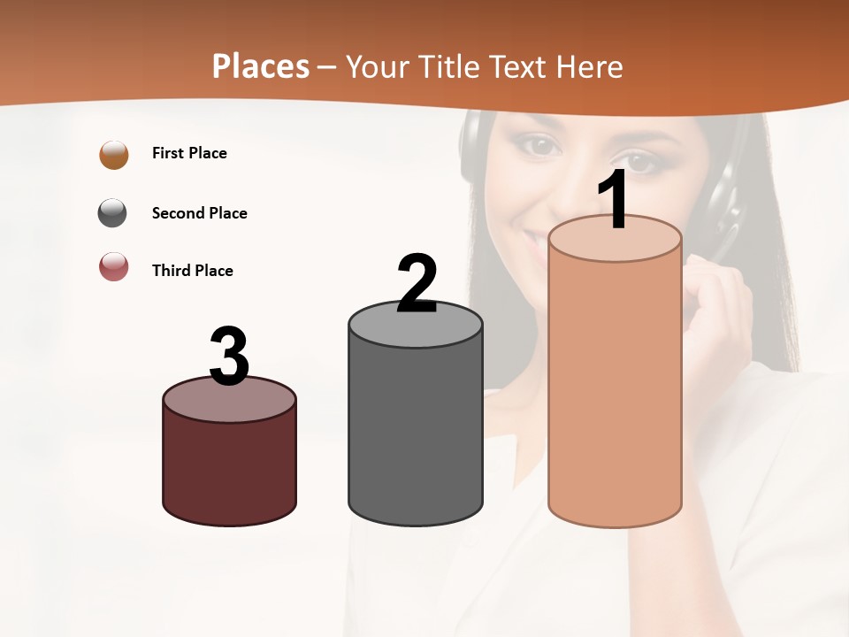 A Woman With A Headset Is Smiling For The Camera PowerPoint Template