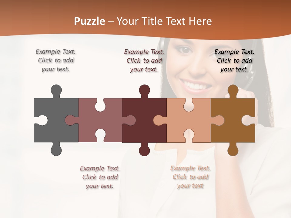 A Woman With A Headset Is Smiling For The Camera PowerPoint Template