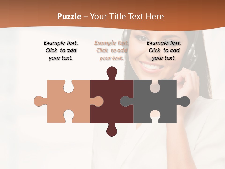 A Woman With A Headset Is Smiling For The Camera PowerPoint Template