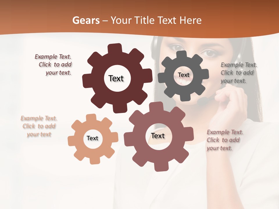 A Woman With A Headset Is Smiling For The Camera PowerPoint Template