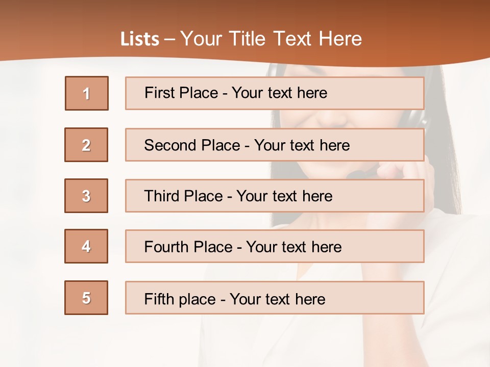 A Woman With A Headset Is Smiling For The Camera PowerPoint Template