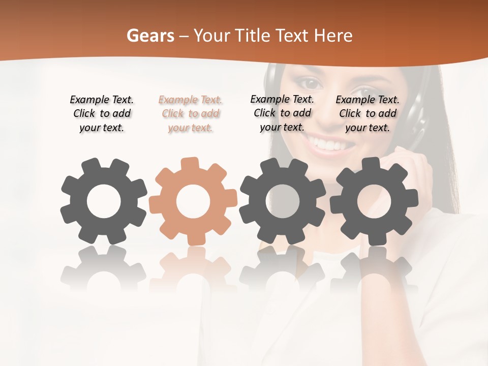 A Woman With A Headset Is Smiling For The Camera PowerPoint Template