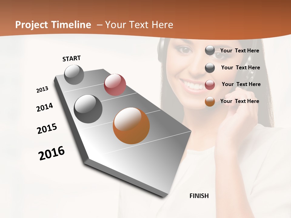 A Woman With A Headset Is Smiling For The Camera PowerPoint Template
