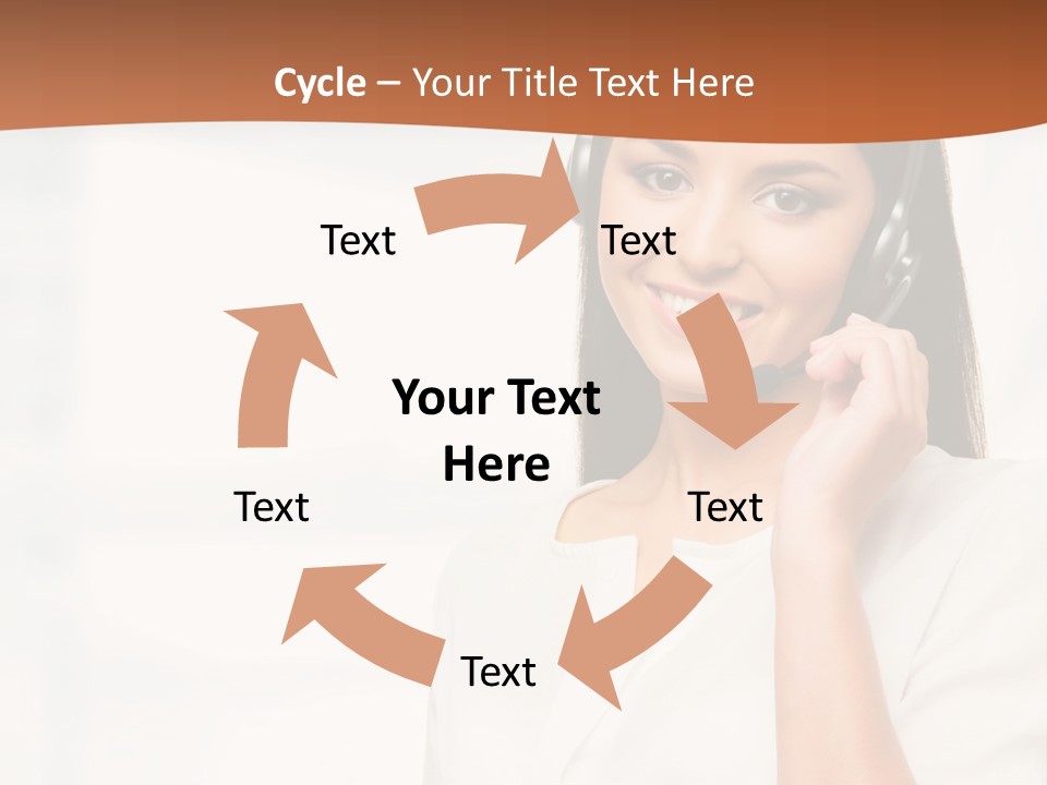 A Woman With A Headset Is Smiling For The Camera PowerPoint Template