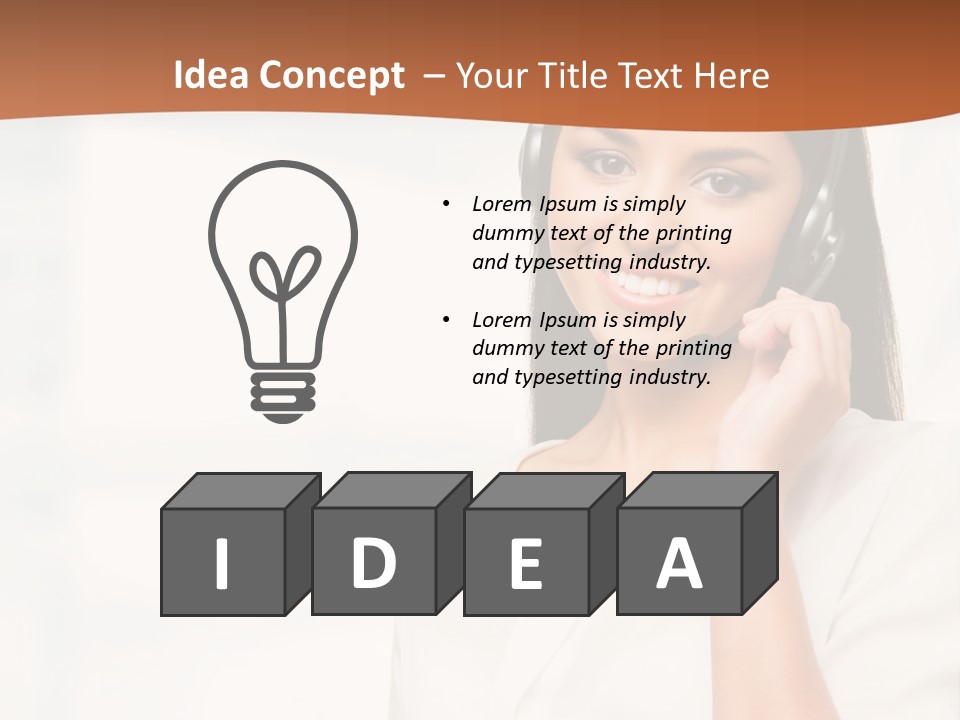 A Woman With A Headset Is Smiling For The Camera PowerPoint Template