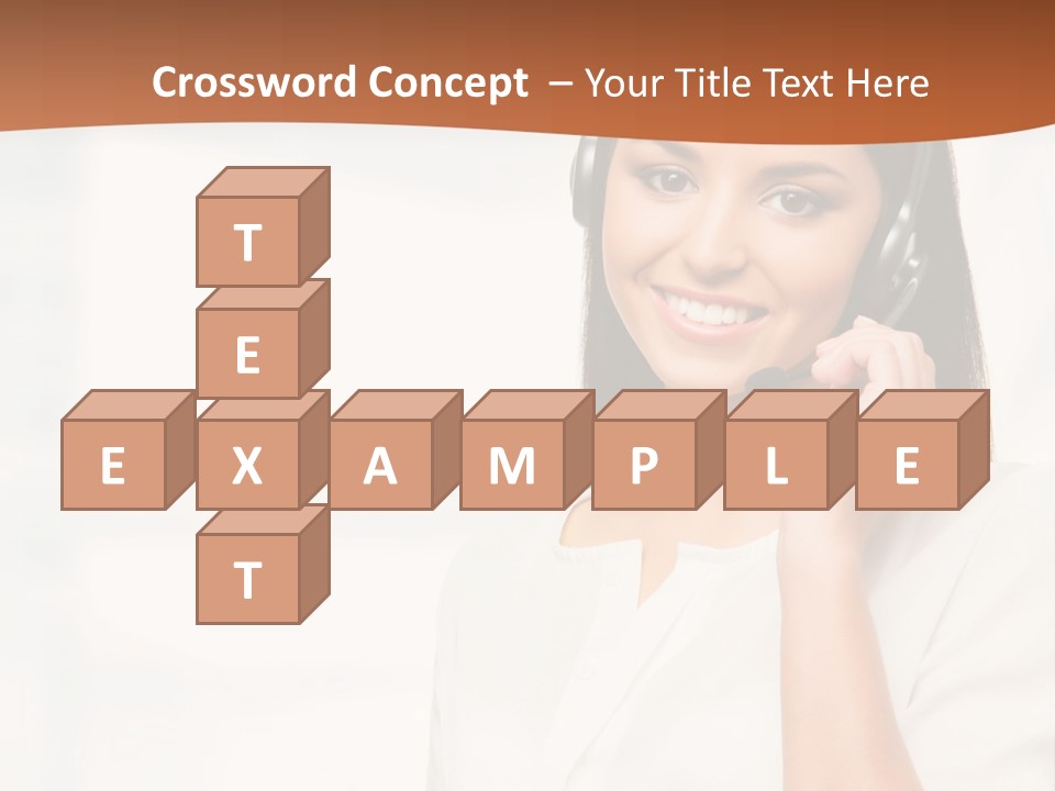 A Woman With A Headset Is Smiling For The Camera PowerPoint Template