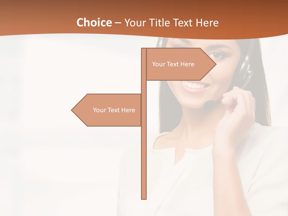 A Woman With A Headset Is Smiling For The Camera PowerPoint Template