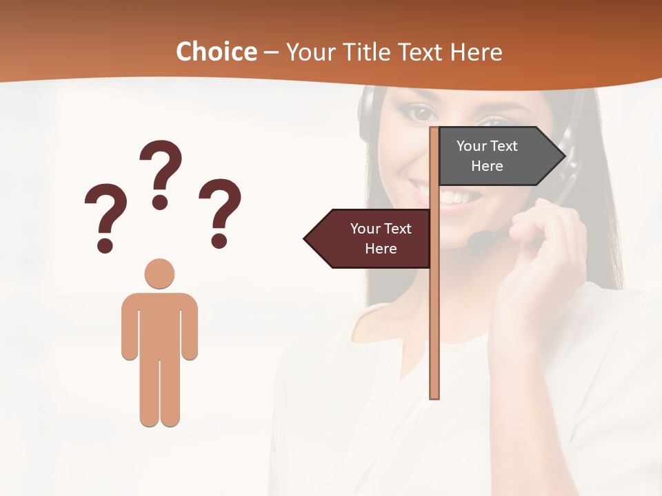 A Woman With A Headset Is Smiling For The Camera PowerPoint Template