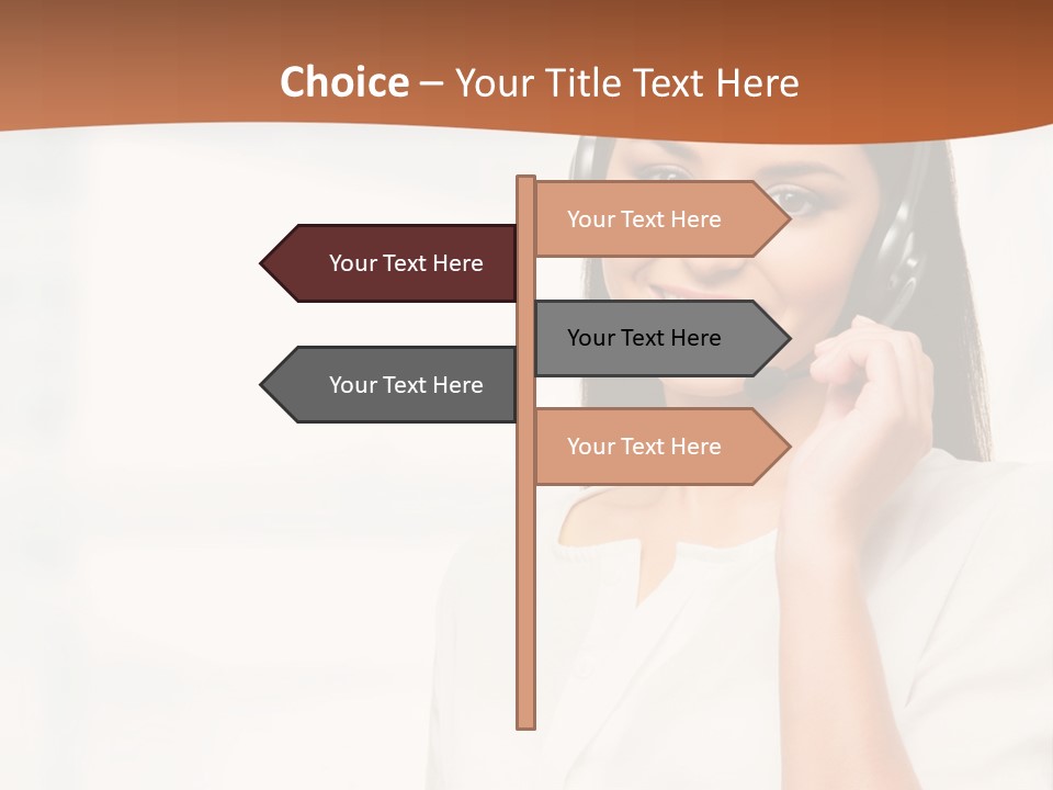 A Woman With A Headset Is Smiling For The Camera PowerPoint Template