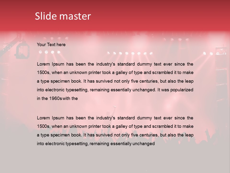 A Red Stage With Spotlights And A Crowd Of People PowerPoint Template