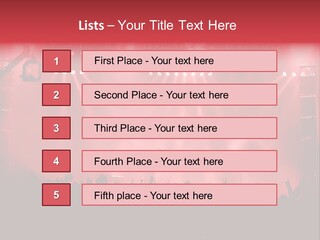 A Red Stage With Spotlights And A Crowd Of People PowerPoint Template