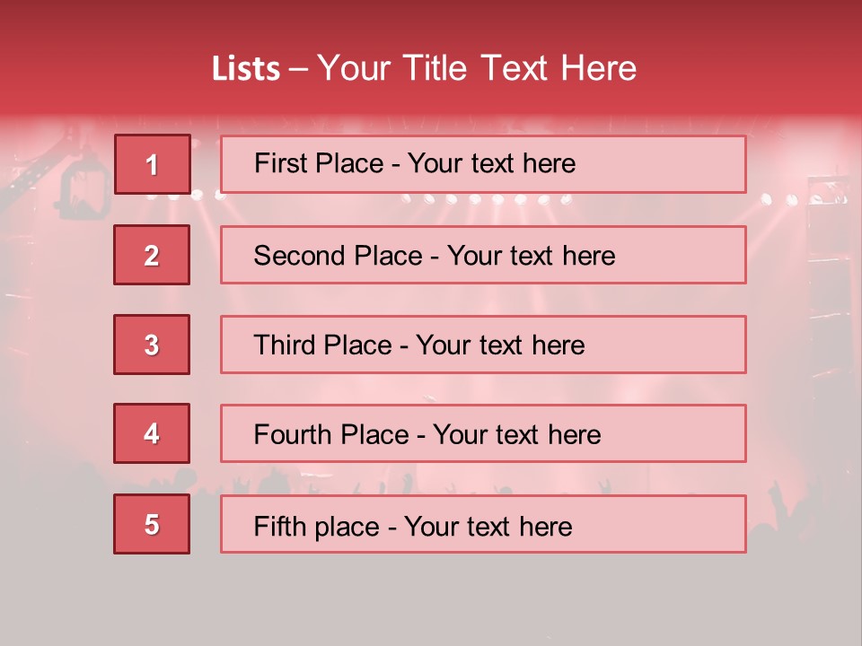 A Red Stage With Spotlights And A Crowd Of People PowerPoint Template