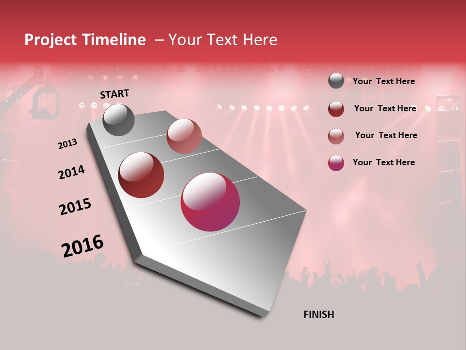 A Red Stage With Spotlights And A Crowd Of People PowerPoint Template