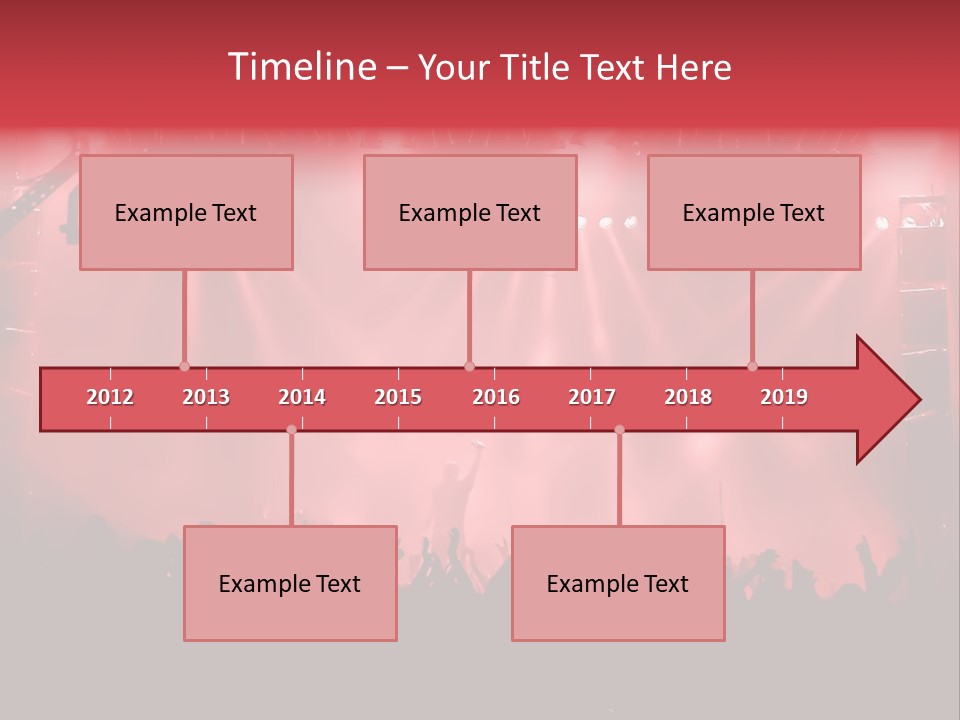 A Red Stage With Spotlights And A Crowd Of People PowerPoint Template