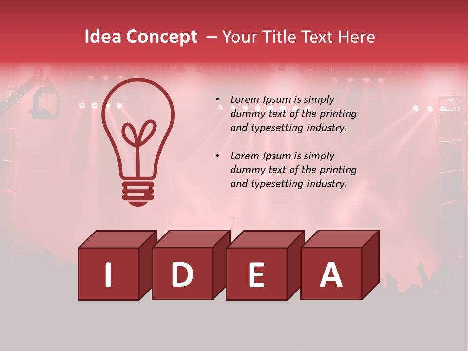 A Red Stage With Spotlights And A Crowd Of People PowerPoint Template