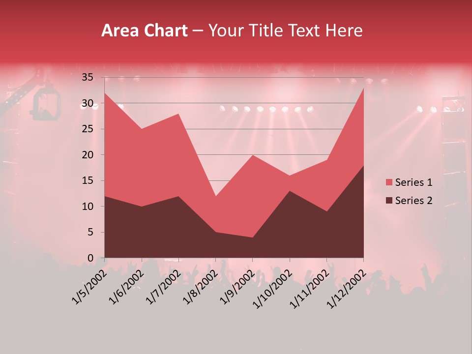 A Red Stage With Spotlights And A Crowd Of People PowerPoint Template