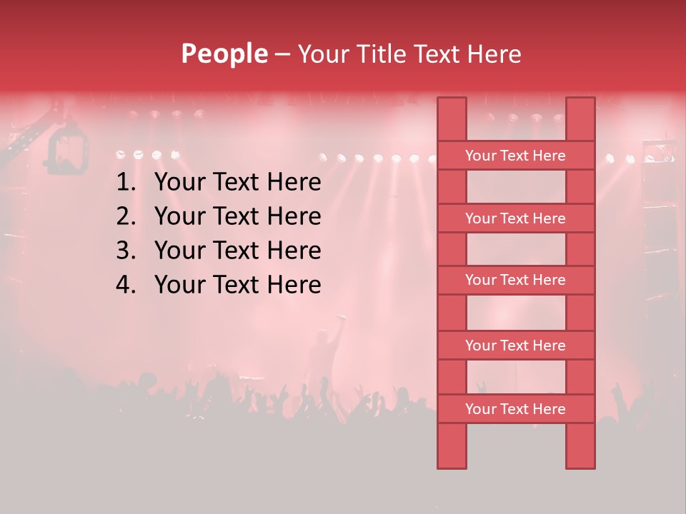 A Red Stage With Spotlights And A Crowd Of People PowerPoint Template
