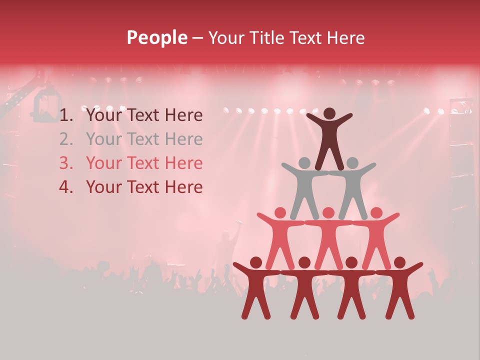 A Red Stage With Spotlights And A Crowd Of People PowerPoint Template