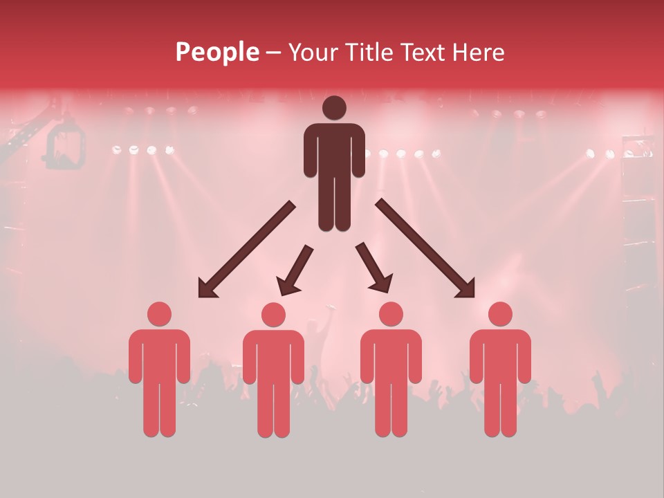 A Red Stage With Spotlights And A Crowd Of People PowerPoint Template