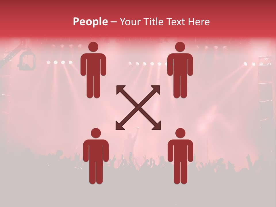 A Red Stage With Spotlights And A Crowd Of People PowerPoint Template