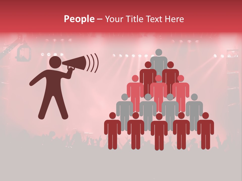 A Red Stage With Spotlights And A Crowd Of People PowerPoint Template