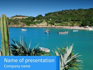 A Large Body Of Water With Boats In It PowerPoint Template