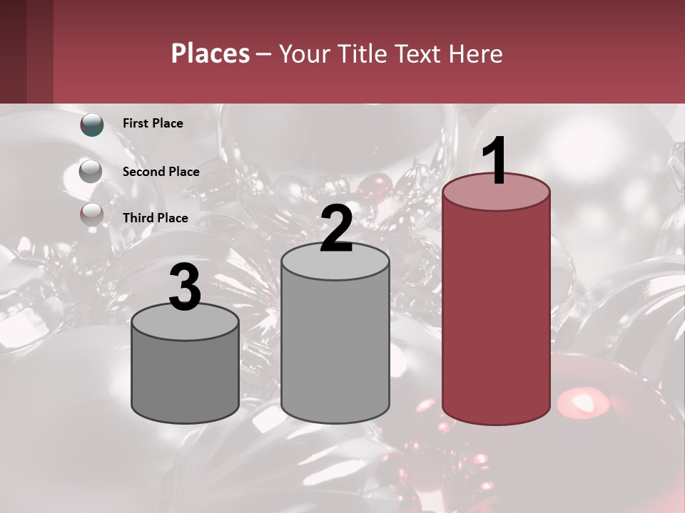 A Bunch Of Shiny Silver And Red Ornaments PowerPoint Template