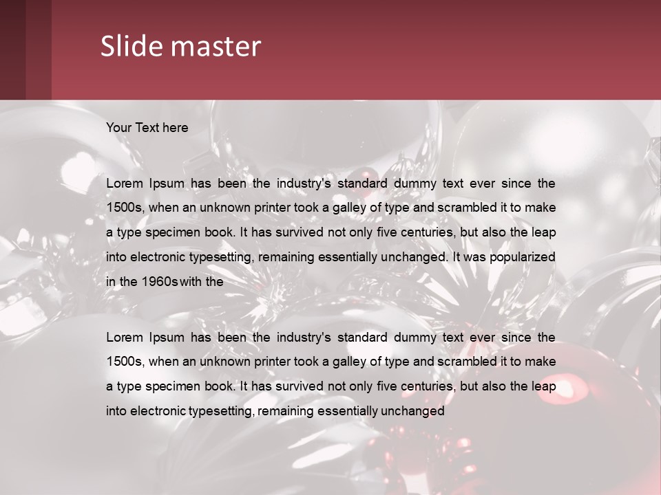 A Bunch Of Shiny Silver And Red Ornaments PowerPoint Template