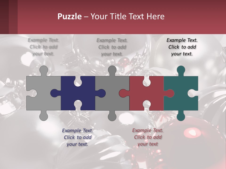 A Bunch Of Shiny Silver And Red Ornaments PowerPoint Template