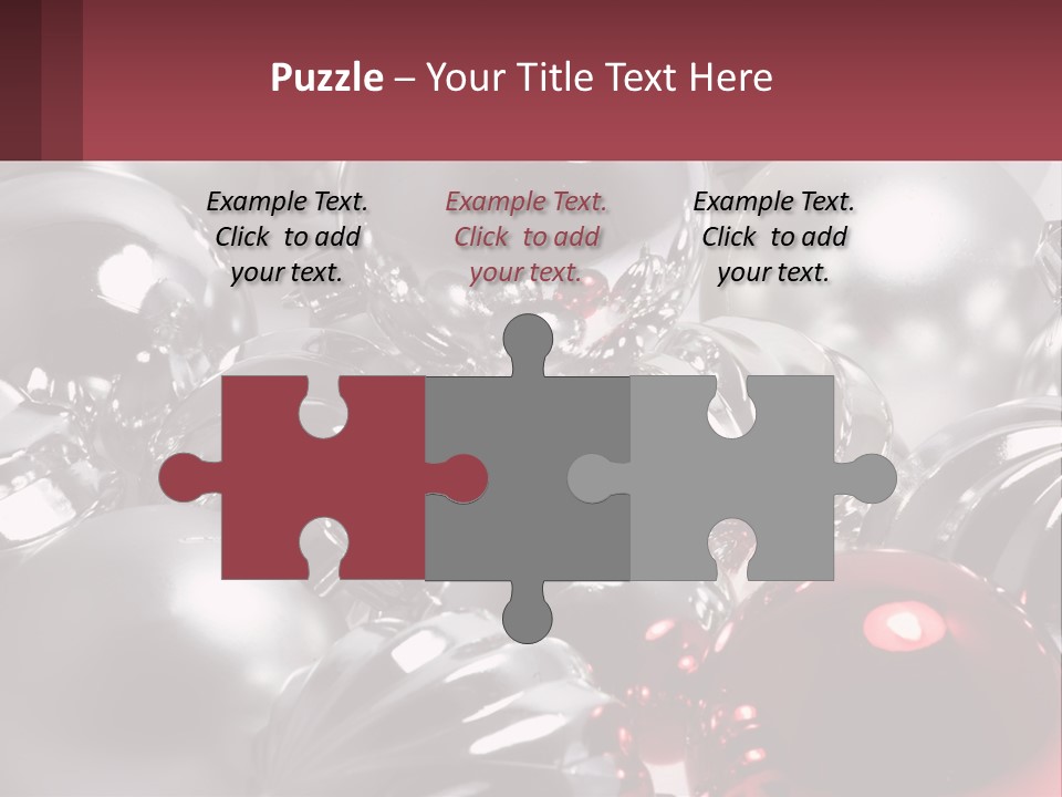 A Bunch Of Shiny Silver And Red Ornaments PowerPoint Template