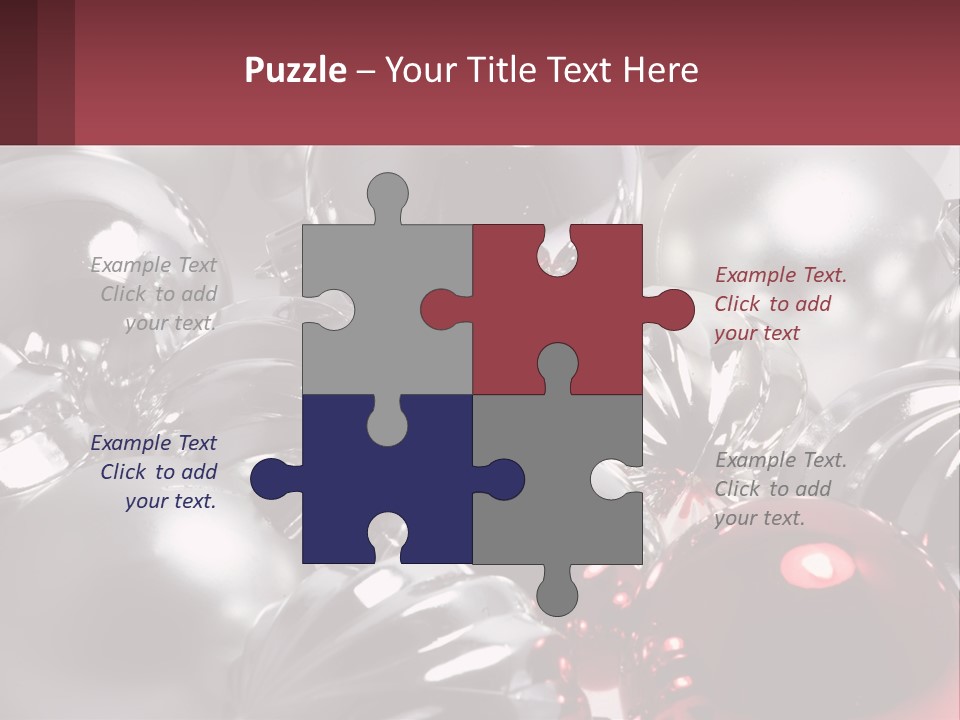 A Bunch Of Shiny Silver And Red Ornaments PowerPoint Template