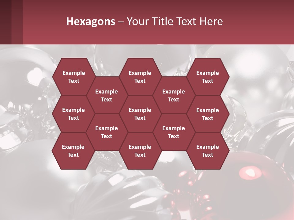 A Bunch Of Shiny Silver And Red Ornaments PowerPoint Template