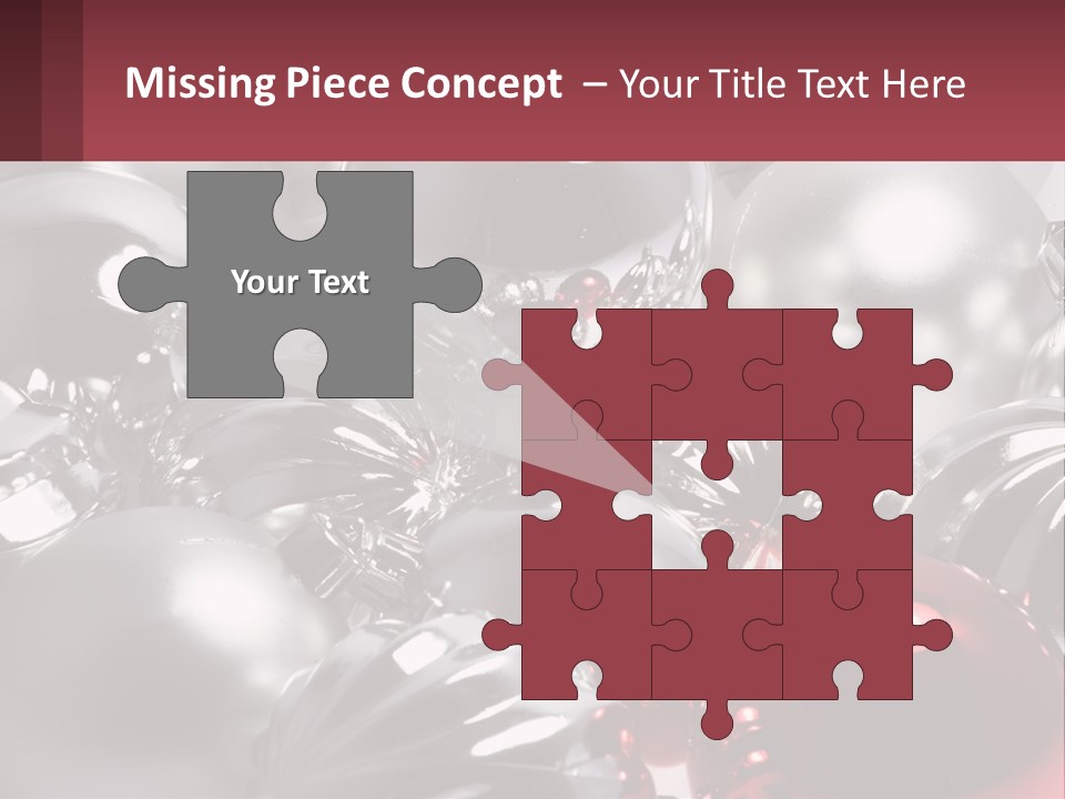 A Bunch Of Shiny Silver And Red Ornaments PowerPoint Template