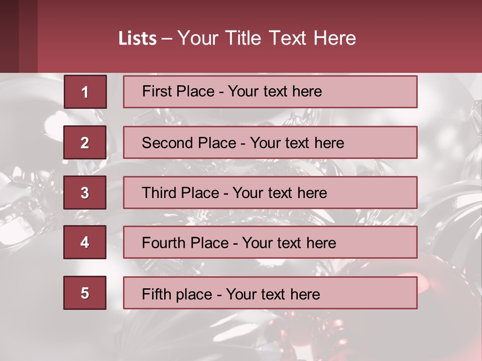 A Bunch Of Shiny Silver And Red Ornaments PowerPoint Template