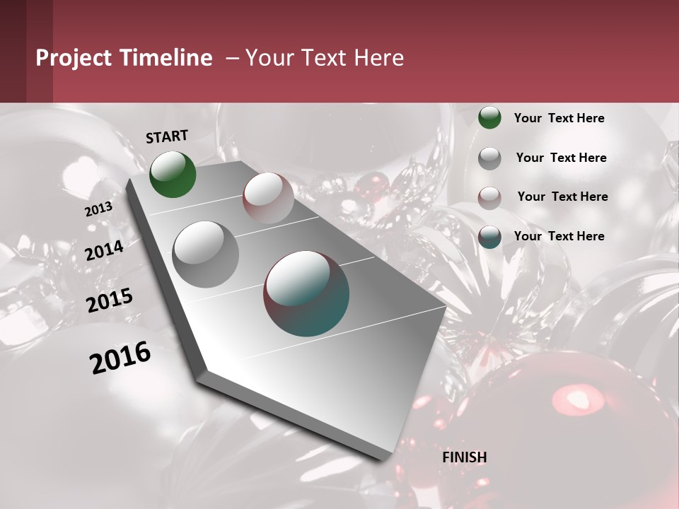 A Bunch Of Shiny Silver And Red Ornaments PowerPoint Template