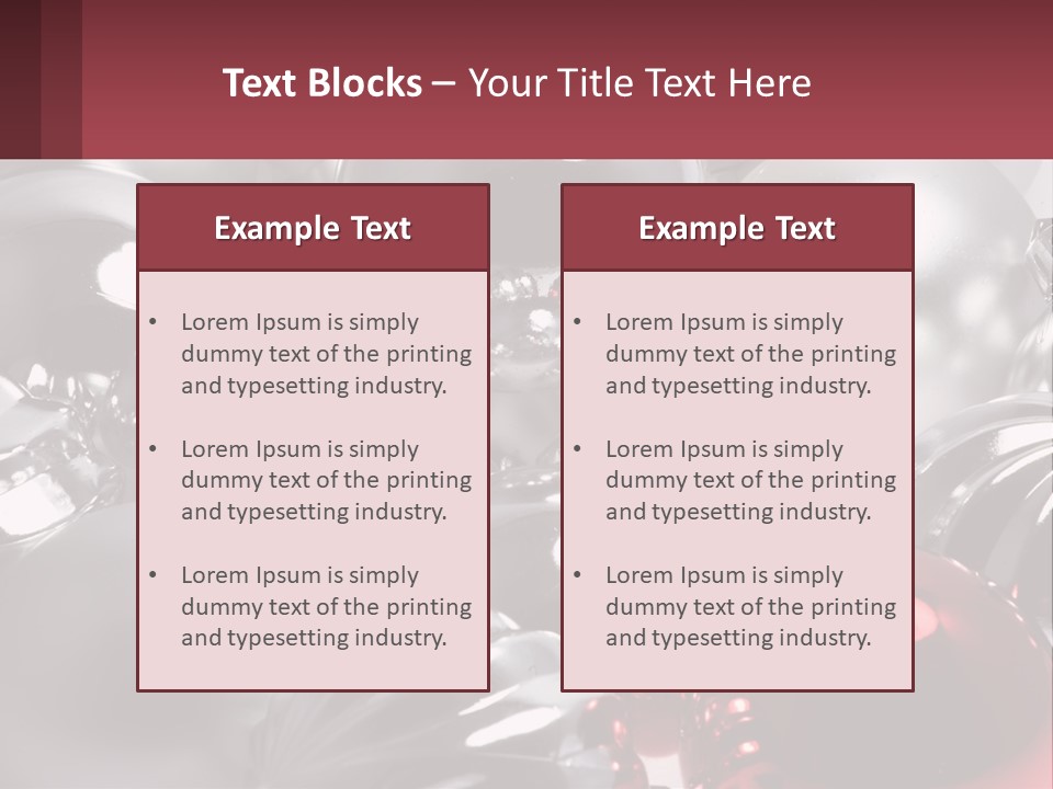 A Bunch Of Shiny Silver And Red Ornaments PowerPoint Template