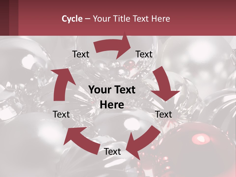 A Bunch Of Shiny Silver And Red Ornaments PowerPoint Template