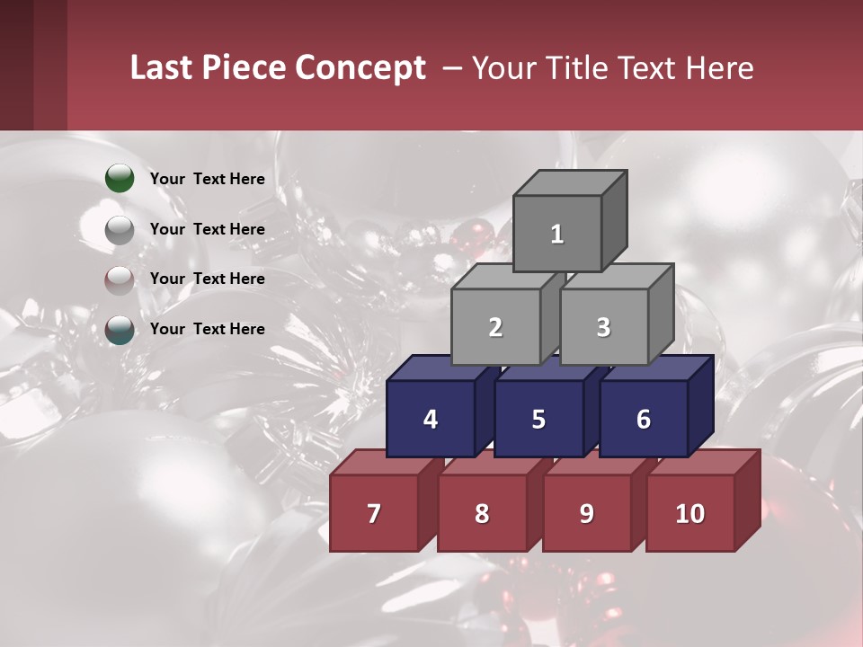 A Bunch Of Shiny Silver And Red Ornaments PowerPoint Template