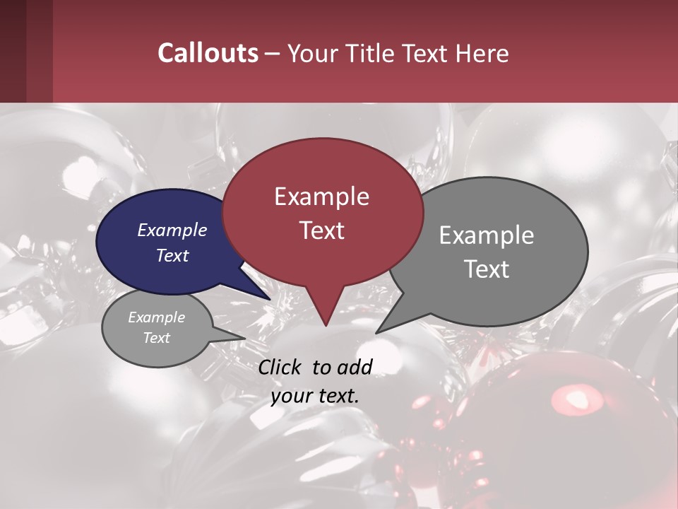 A Bunch Of Shiny Silver And Red Ornaments PowerPoint Template