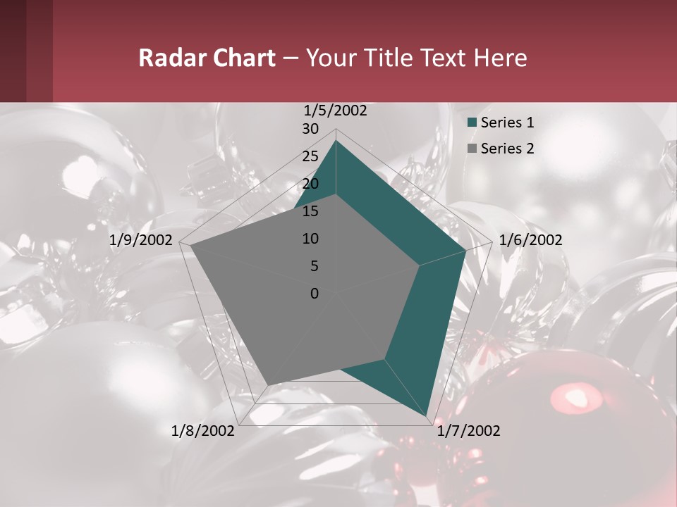 A Bunch Of Shiny Silver And Red Ornaments PowerPoint Template
