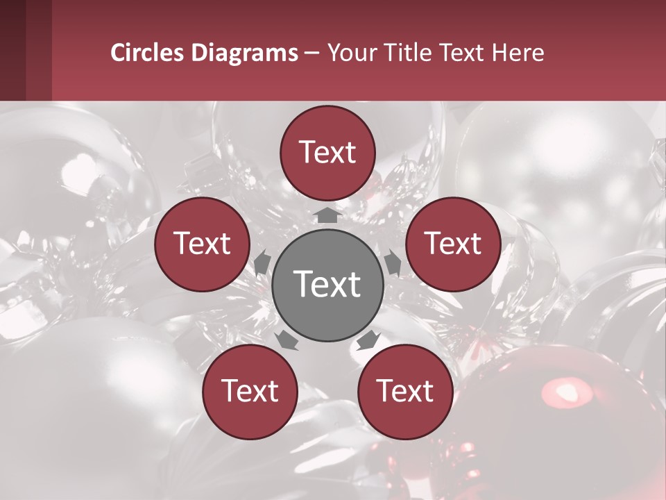 A Bunch Of Shiny Silver And Red Ornaments PowerPoint Template
