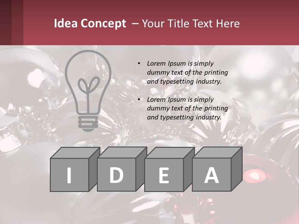 A Bunch Of Shiny Silver And Red Ornaments PowerPoint Template