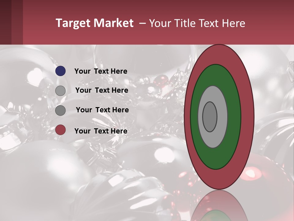 A Bunch Of Shiny Silver And Red Ornaments PowerPoint Template