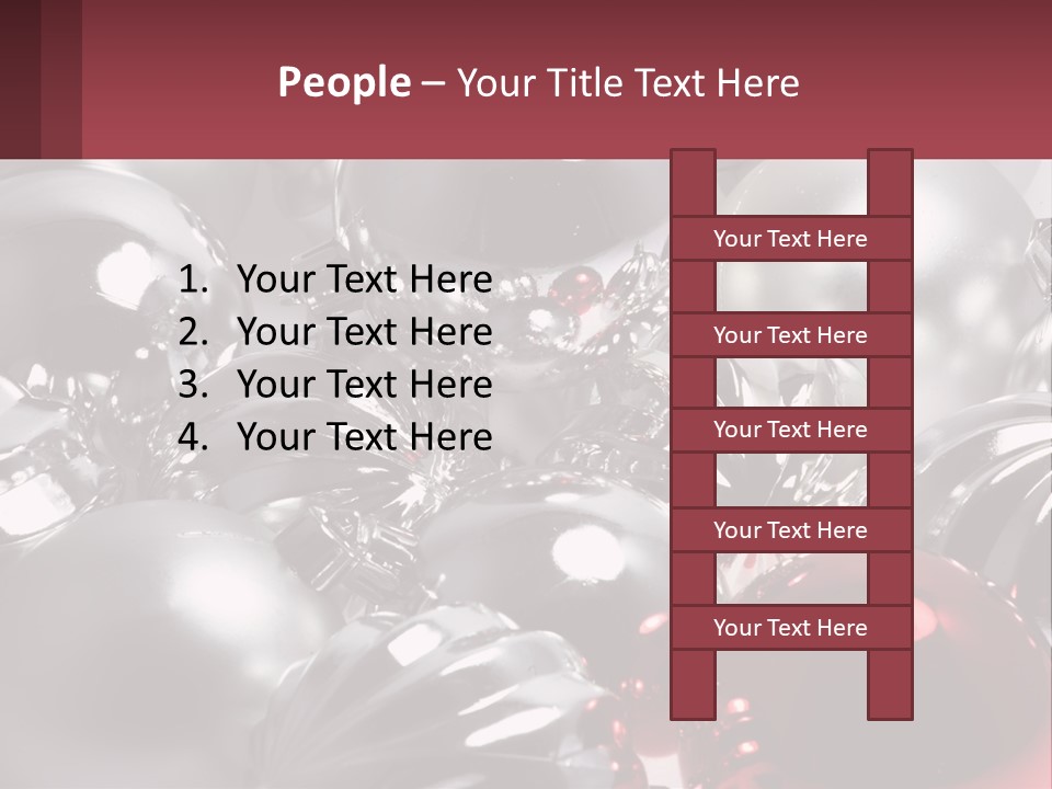 A Bunch Of Shiny Silver And Red Ornaments PowerPoint Template