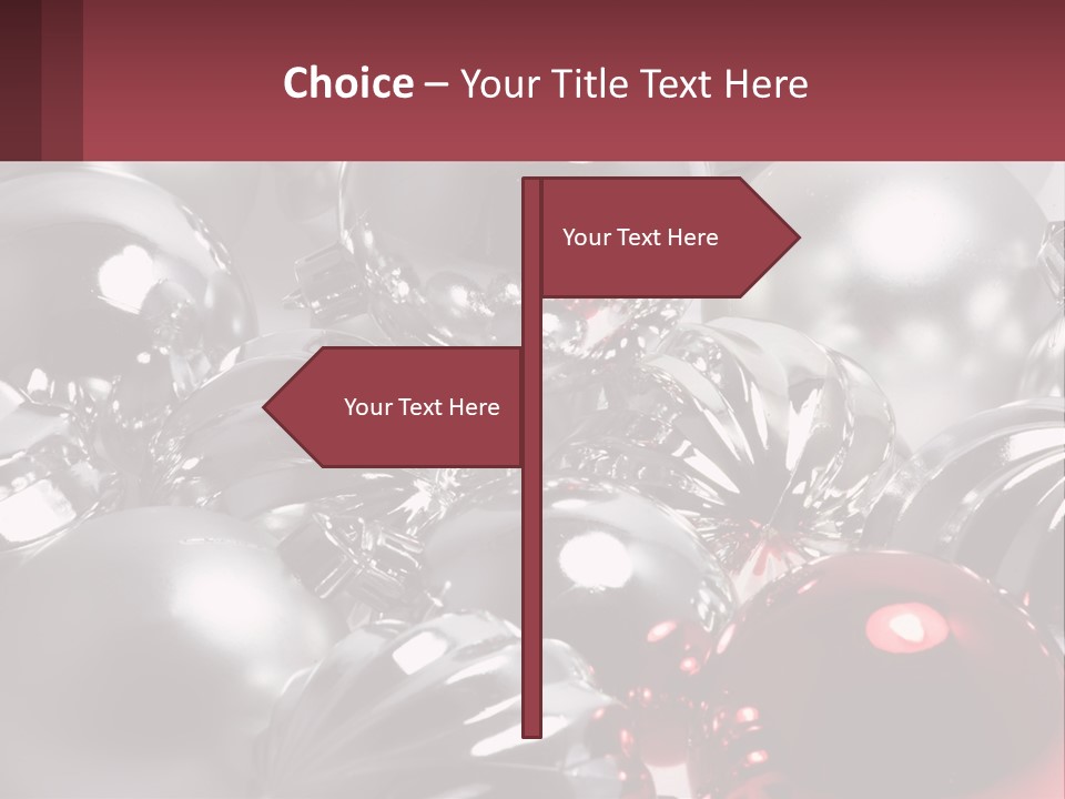 A Bunch Of Shiny Silver And Red Ornaments PowerPoint Template